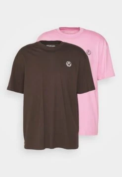 YOURTURN Unisex 2 Pack - T-Shirt Print - BrownPink -Kledingwinkel 082ccdc8e8804e22bd05332c3ea33b6f