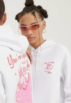 YOURTURN Heart Back Print Relaxed Hoodie Unisex - Hoodie - White -Kledingwinkel 2f28041d88624843b87a97958255bb0a