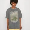 YOURTURN Nevada Wash Graphic Tee Washed - T-Shirt Print - Charcoal