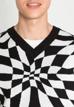 YOURTURN Distorted Check Vest Unisex - Trui - Black/White -Kledingwinkel 7dcb994c98d14ce7a38fa74356cb62c7