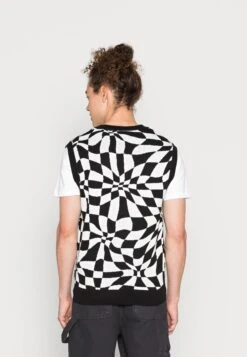 YOURTURN Distorted Check Vest Unisex - Trui - Black/White -Kledingwinkel b039e6683b6846d79acd1f15c36fae0f