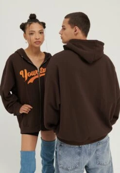 YOURTURN Unisex - Sweater Met Rits - Dark Brown -Kledingwinkel defff32f62974a92bc7d6d90fe0389c3