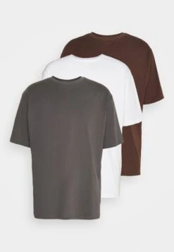 YOURTURN 3Pack Unisex - T-Shirt Basic - White/Dark Grey /Dark Brown -Kledingwinkel e4b5771656f64562bba5125910df7882